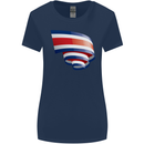Curled Costa Rica Flag Rican Day Football Womens Wider Cut T-Shirt Navy Blue