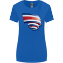 Curled Costa Rica Flag Rican Day Football Womens Wider Cut T-Shirt Royal Blue