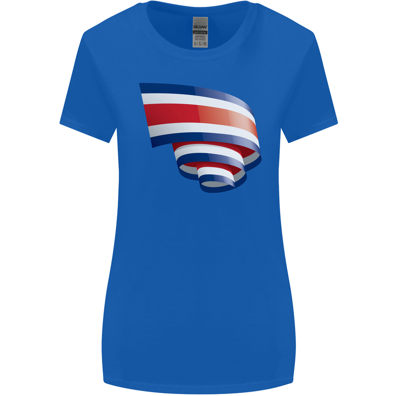 Curled Costa Rica Flag Rican Day Football Womens Wider Cut T-Shirt Royal Blue