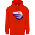Curled Croatia Flag Croatian Day Football Childrens Kids Hoodie Bright Red