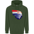 Curled Croatia Flag Croatian Day Football Childrens Kids Hoodie Forest Green