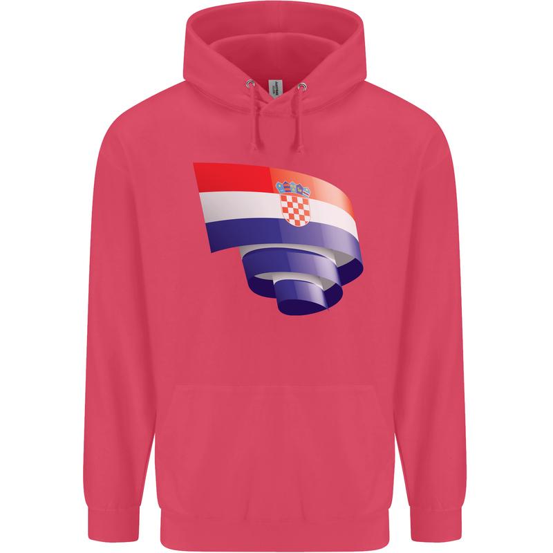 Curled Croatia Flag Croatian Day Football Childrens Kids Hoodie Heliconia