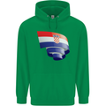 Curled Croatia Flag Croatian Day Football Childrens Kids Hoodie Irish Green