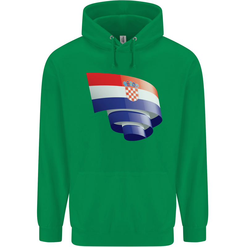 Curled Croatia Flag Croatian Day Football Childrens Kids Hoodie Irish Green