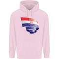 Curled Croatia Flag Croatian Day Football Childrens Kids Hoodie Light Pink