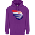 Curled Croatia Flag Croatian Day Football Childrens Kids Hoodie Purple