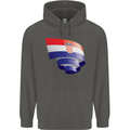 Curled Croatia Flag Croatian Day Football Childrens Kids Hoodie Storm Grey