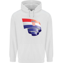 Curled Croatia Flag Croatian Day Football Childrens Kids Hoodie White