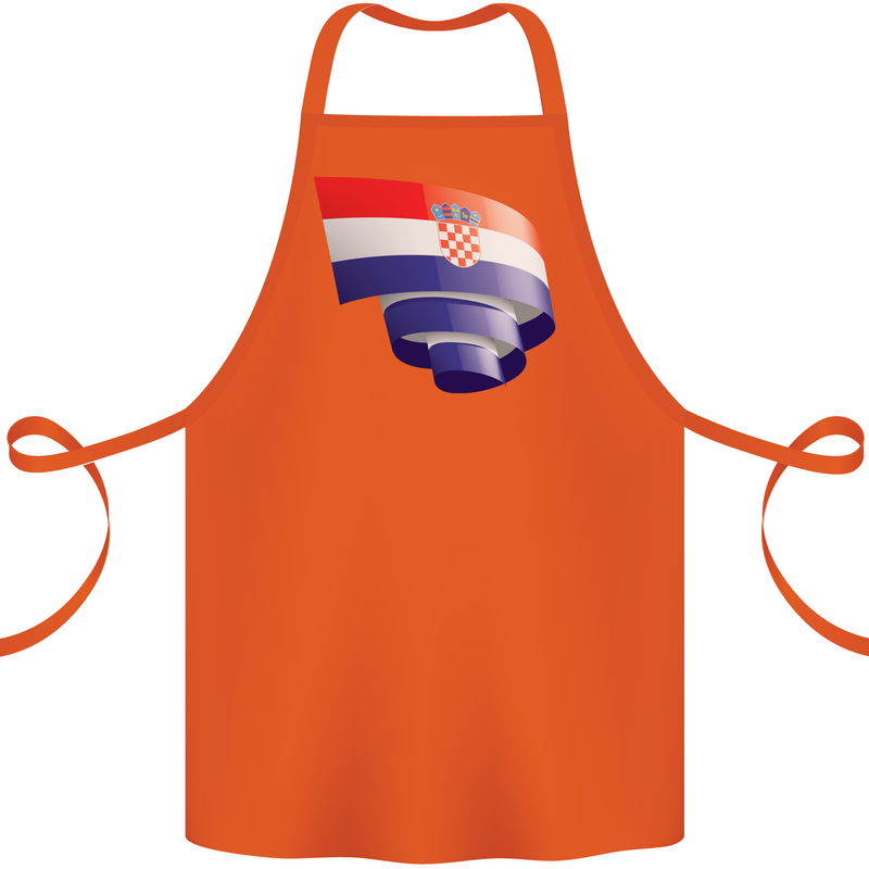 Curled Croatia Flag Croatian Day Football Cotton Apron 100% Organic Orange