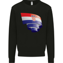 Curled Croatia Flag Croatian Day Football Kids Sweatshirt Jumper Black