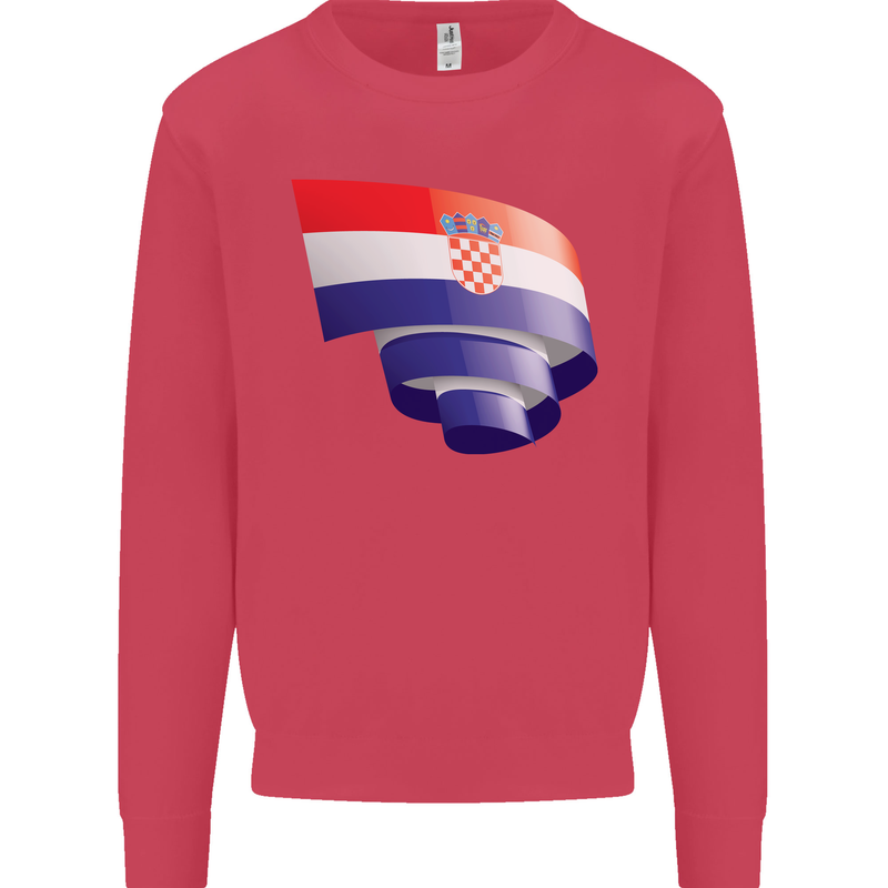 Curled Croatia Flag Croatian Day Football Kids Sweatshirt Jumper Heliconia