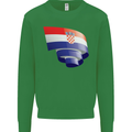 Curled Croatia Flag Croatian Day Football Kids Sweatshirt Jumper Irish Green
