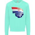 Curled Croatia Flag Croatian Day Football Kids Sweatshirt Jumper Peppermint