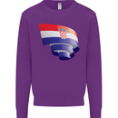 Curled Croatia Flag Croatian Day Football Kids Sweatshirt Jumper Purple