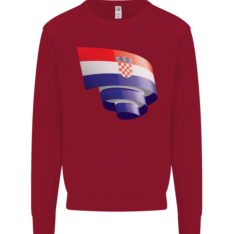 Curled Croatia Flag Croatian Day Football Kids Sweatshirt Jumper Red