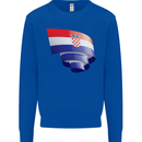 Curled Croatia Flag Croatian Day Football Kids Sweatshirt Jumper Royal Blue