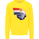 Curled Croatia Flag Croatian Day Football Kids Sweatshirt Jumper Yellow