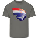 Curled Croatia Flag Croatian Day Football Kids T-Shirt Childrens Charcoal