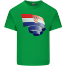 Curled Croatia Flag Croatian Day Football Kids T-Shirt Childrens Irish Green
