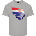 Curled Croatia Flag Croatian Day Football Kids T-Shirt Childrens Sports Grey