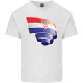 Curled Croatia Flag Croatian Day Football Kids T-Shirt Childrens White