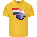 Curled Croatia Flag Croatian Day Football Kids T-Shirt Childrens Yellow
