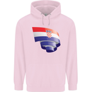 Curled Croatia Flag Croatian Day Football Mens 80% Cotton Hoodie Light Pink
