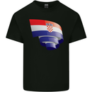 Curled Croatia Flag Croatian Day Football Mens Cotton T-Shirt Tee Top Black