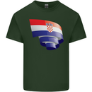 Curled Croatia Flag Croatian Day Football Mens Cotton T-Shirt Tee Top Forest Green