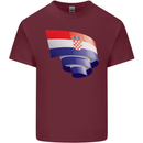 Curled Croatia Flag Croatian Day Football Mens Cotton T-Shirt Tee Top Maroon