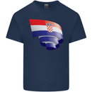 Curled Croatia Flag Croatian Day Football Mens Cotton T-Shirt Tee Top Navy Blue