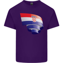 Curled Croatia Flag Croatian Day Football Mens Cotton T-Shirt Tee Top Purple