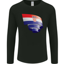 Curled Croatia Flag Croatian Day Football Mens Long Sleeve T-Shirt Black