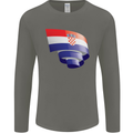 Curled Croatia Flag Croatian Day Football Mens Long Sleeve T-Shirt Charcoal