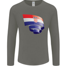 Curled Croatia Flag Croatian Day Football Mens Long Sleeve T-Shirt Charcoal