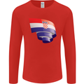 Curled Croatia Flag Croatian Day Football Mens Long Sleeve T-Shirt Red