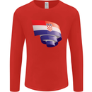 Curled Croatia Flag Croatian Day Football Mens Long Sleeve T-Shirt Red