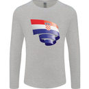 Curled Croatia Flag Croatian Day Football Mens Long Sleeve T-Shirt Sports Grey
