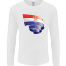 Curled Croatia Flag Croatian Day Football Mens Long Sleeve T-Shirt White
