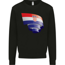 Curled Croatia Flag Croatian Day Football Mens Sweatshirt Jumper Black