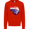 Curled Croatia Flag Croatian Day Football Mens Sweatshirt Jumper Bright Red