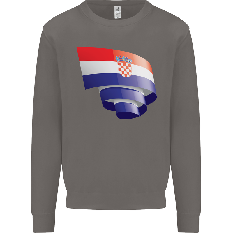 Curled Croatia Flag Croatian Day Football Mens Sweatshirt Jumper Charcoal