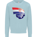 Curled Croatia Flag Croatian Day Football Mens Sweatshirt Jumper Light Blue