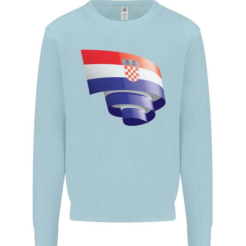 Curled Croatia Flag Croatian Day Football Mens Sweatshirt Jumper Light Blue