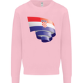 Curled Croatia Flag Croatian Day Football Mens Sweatshirt Jumper Light Pink