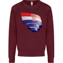 Curled Croatia Flag Croatian Day Football Mens Sweatshirt Jumper Maroon