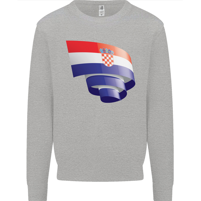 Curled Croatia Flag Croatian Day Football Mens Sweatshirt Jumper Sports Grey