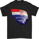 Curled Croatia Flag Croatian Day Football Mens T-Shirt 100% Cotton Black