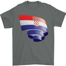 Curled Croatia Flag Croatian Day Football Mens T-Shirt 100% Cotton Charcoal