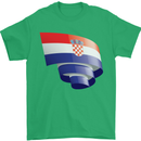 Curled Croatia Flag Croatian Day Football Mens T-Shirt 100% Cotton Irish Green